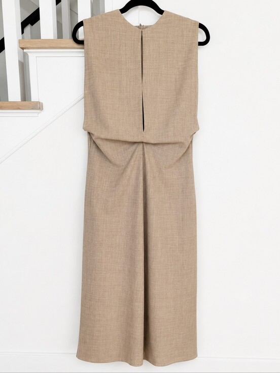 Zara Dresses & Skirts - ZARA Sleeveless Tan Midi Dress Size M